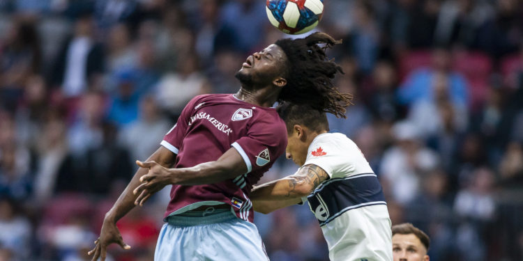 Jonathan Mensah congratulates Lalas Abubakar for excelling at Colorado Springs