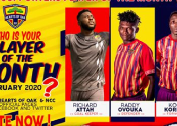 Hearts News:Richard Attah,Randy Ovouka and Kofi Kordzi up for Hearts of Oak player of the Month
