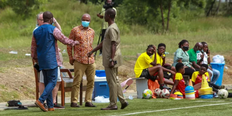 Ghana FA President Kurt Okraku visits Black Queens & Princesses in Prampram