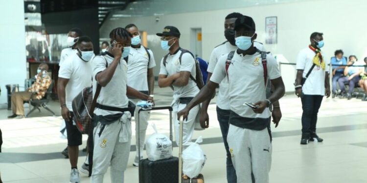 Black Stars leave for South Africa ahead of FIFA World Cup qualifier against Ethiopia: [Photos]