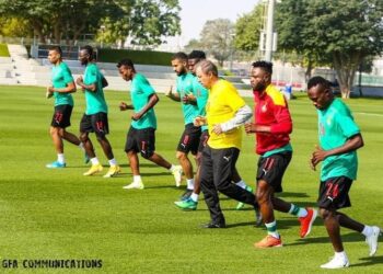 [Pictures]: Black Stars hold first outdoor training session in Doha ahead of Afcon 2021