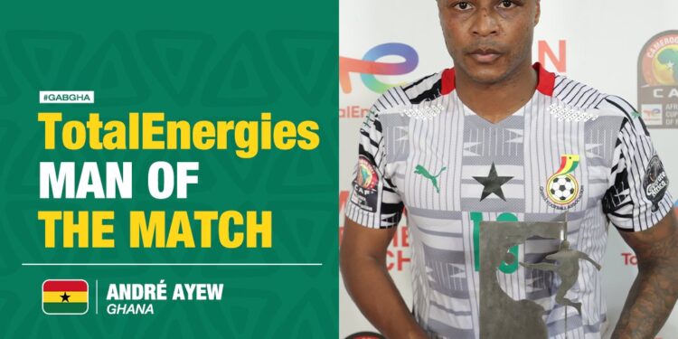 Ghana’s captain Andre Ayew wins MVP award in Ghana’s game against Gabon