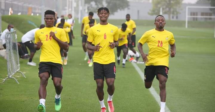 [Photos]: Black Stars hold seventh day training in Doha ahead of AFCON 2021