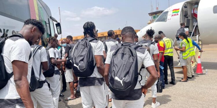 2022 World Cup play-off: Black Stars arrive in Abuja for crucial second leg clash against Nigeria [+photos]