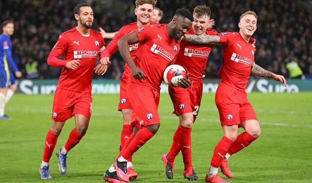 Ghanaian striker Akwasi Asante scores for Chesterfield