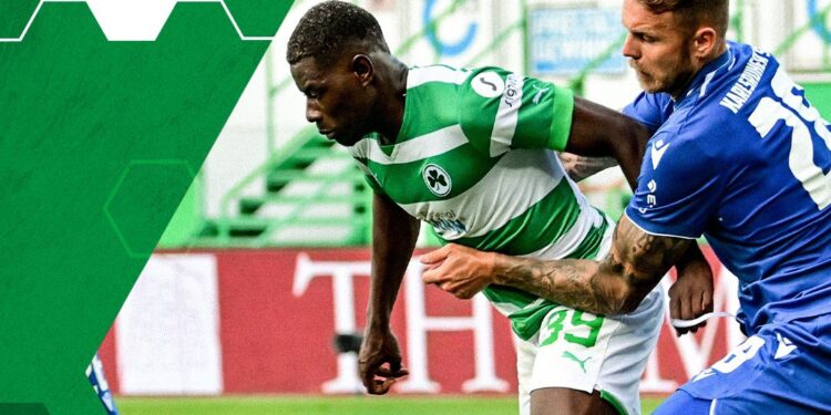 Ghanaian forward Ragnar Ache scores 1st Greuther Fürth goal against Karlsruher in Germany
