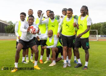 Ghana’s attacker Felix Afena Ohene-Gyan all smiles as Black Stars intensifies training for Friday’s Brazil showdown
