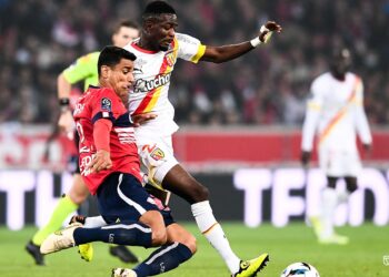 Ghanaian midfielder Abdul Samed Salis reacts to RC Lens first defeat of the season in Ligue 1