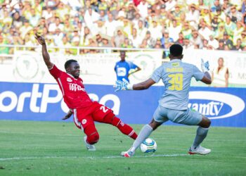 Ghana’s forward Augustine Okrah scores in Kariokoo derby in Tanzania