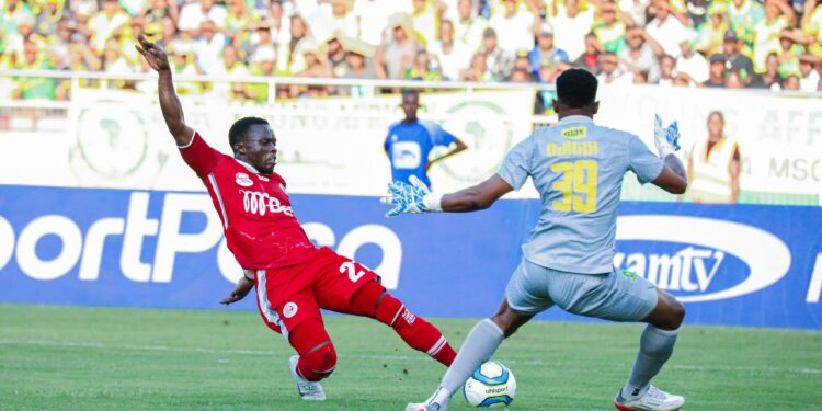 Ghana’s forward Augustine Okrah scores in Kariokoo derby in Tanzania