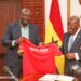 GFA president Kurt Okraku pays visit to Nana Akufo Addo with new jerseys
