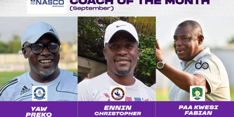 Great Olympics Manager Yaw Preko, two others shortlisted for NASCO Coach of the month award