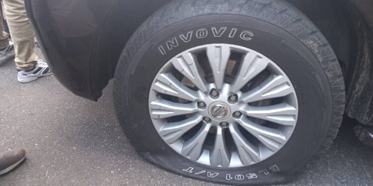 Angry Hearts of Oak fans deflate car tyre of Vincent Odotei Sowah after CAFCC exit