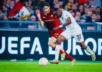 Ghana forward Bernard Tekpetey reacts to Ludogorets defeat to Roma