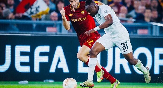 Ghana forward Bernard Tekpetey reacts to Ludogorets defeat to Roma