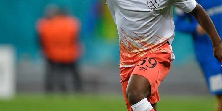 Keenan Appiah-Forson reacts to his UEFA Conference league game in West Ham United victory vs FCSB