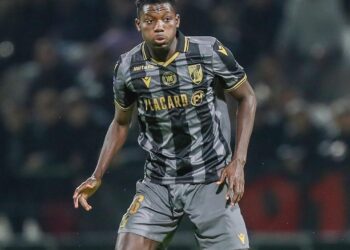 Ghanaian defender Maxwell Woledzi reacts to Vitória Guimarães big defeat to Sporting CP