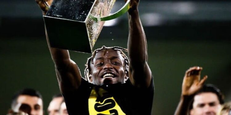 Ghanaian forward Ibrahim Sadiq over the moon after winning first career trophy with Hacken in Sweden