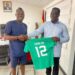 Danlad Ibrahim presents World Cup jersey to Hon. Ignatius Baffour Awuah