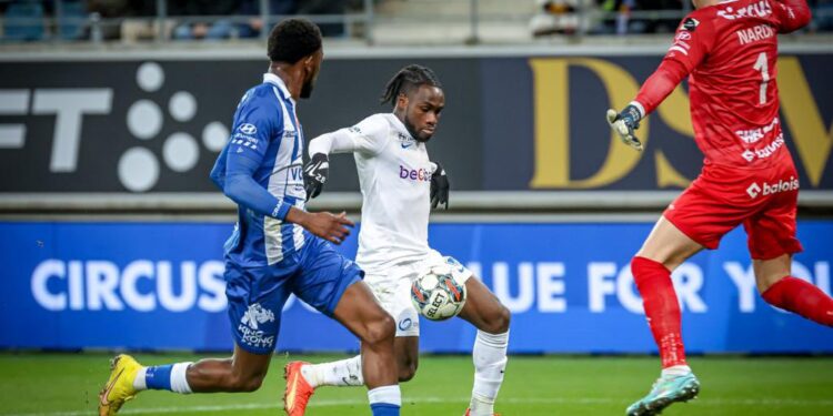 Ghana forward Joseph Paintsil reacts to his 10th league goal of the season