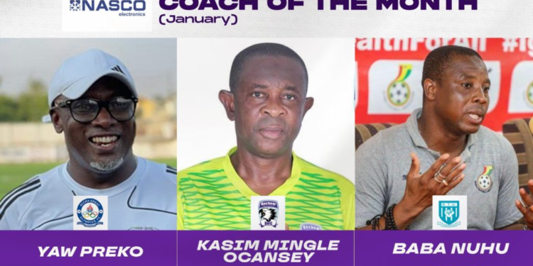 Ghana Premier league: January’s NASCO Coach of The Month Nominees Announced