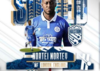 Nortei Nortey extends contract with American side Hailstorm FC