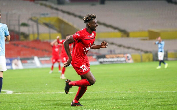 Ghana forward Eugene Ansah scores for Hapoel Be’er Sheva