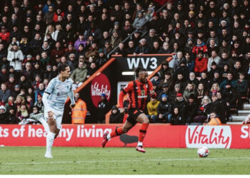 Antoine Semenyo reacts to Bournemouth victory against Liverpool