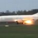 Arsenal team plane catches fire in scary scenes as engine blows up before take-off