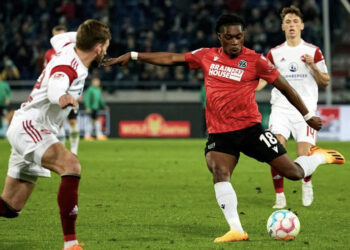 German-born Ghanaian defender Derrick Köhn scores in Hannover 96 big win against Nuremberg