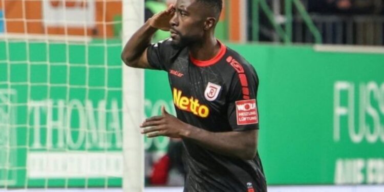 Ghanaian forward Prince Osei Owusu on target for Jahn Regensburg against Greuther Fürth