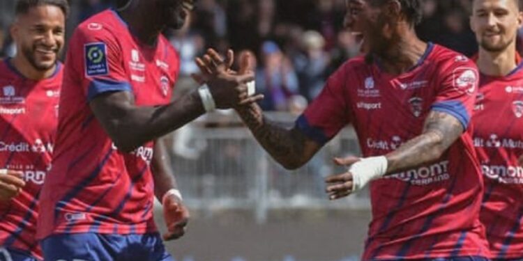 Ghanaian forward Grejohn Kyei scores for Clermont Foot in French Ligue 1