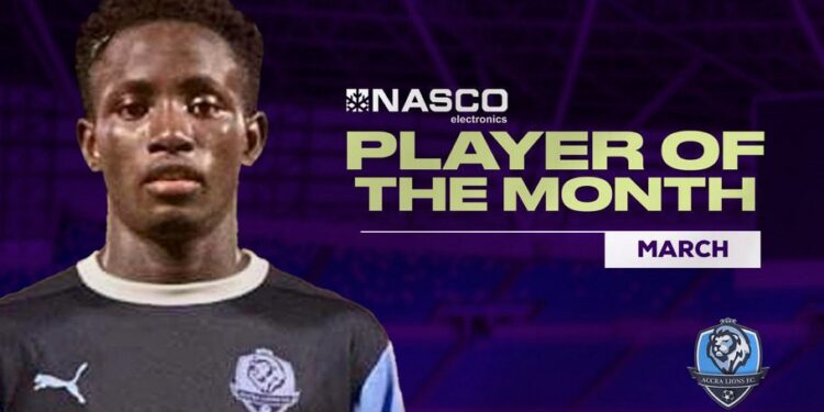 Accra Lions striker Dominic Amponsah wins NASCO player of the month for March award