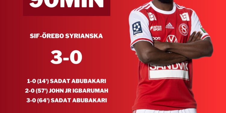 Ghanaian striker Mohammed Abubakari savors brace against Orebro