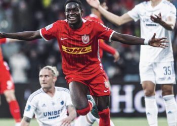 Ghanaian young forward Ernest Nuamah expreses joy after Nordsjaelland beat Copenhagen