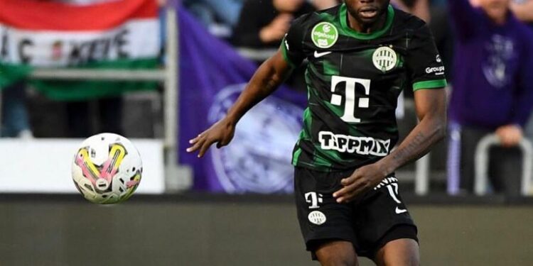 Ghana’s forward Kwabena Owusu reacts to Ferencvaros away win