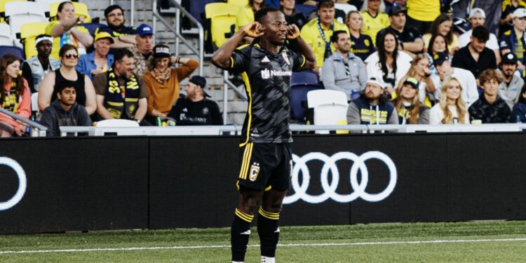 Ghana’s Yaw Yeboah scores for Columbus Crew in MLS