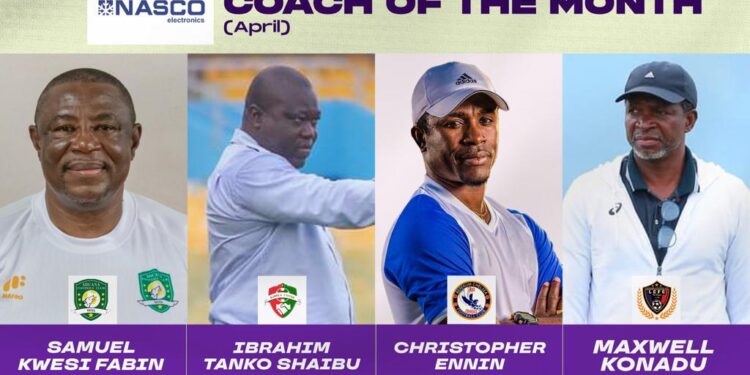 Paa Kwesi Fabin battles Maxwell Konadu, two others for Ghana Premier League coach of the month