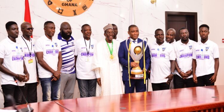 Medeama SC presents Ghana Premier League title to Speaker of Parliament
