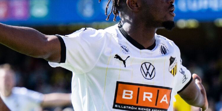 Ghanaian striker Ibrahim Sadiq scores winning goal for BK Häcken against AIK in Sweden
