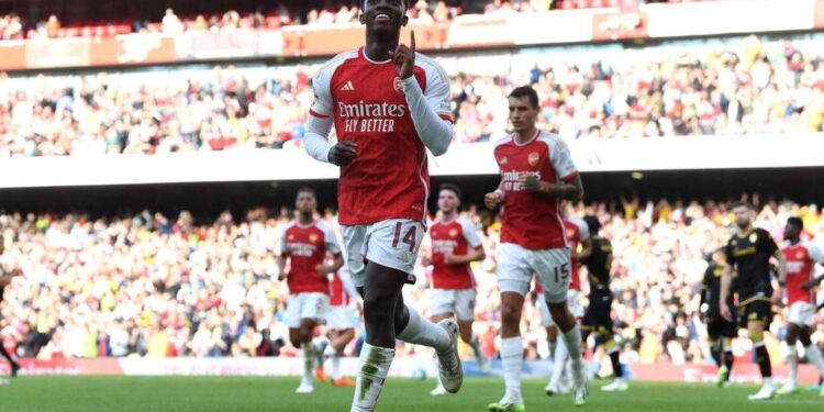 Ghana target Eddie Nketiah scores for Arsenal against Monaco
