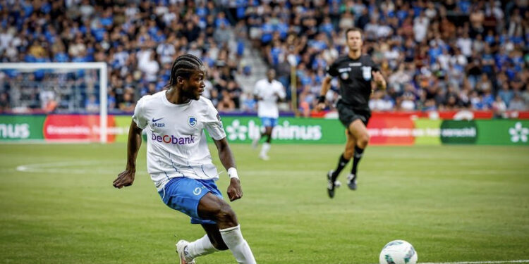 Ghanaian forward Christopher Bonsu Baah reacts to Genk’s ‘important away win’