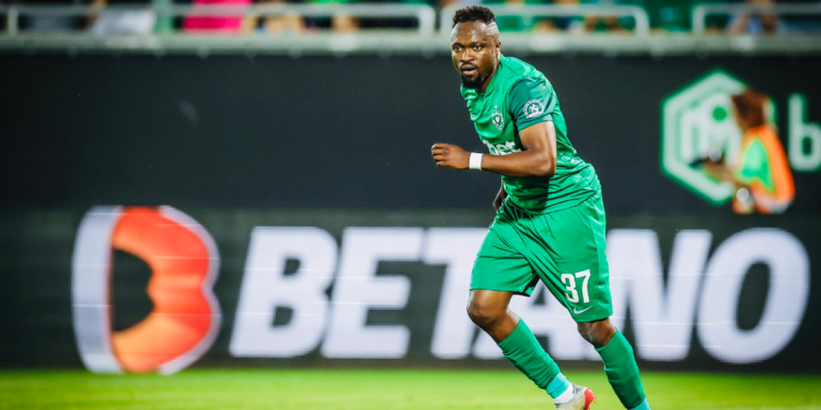 Brace-hero Bernard Tekpetey reacts to Ludogorets victory against FC Astana