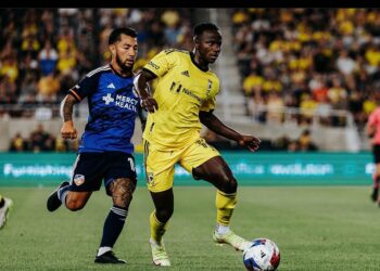 Former Black Meteors captain Yaw Yeboah set up a goal in Columbus Crew’s heavy victory over Cincinnati