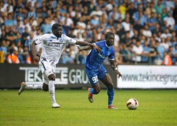 Ghanaian forward Christopher Bonsu Baah in ecstacy after KRC Genk’s Conference League Qualification