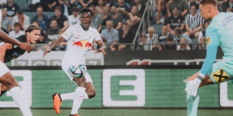 Ghanaian teen defender Samson Baidoo scores again for RB Salzburg in Austria against Sturm Graz