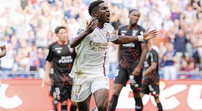 Ghanaian teen sensation Ernest Nuamah scores for Olympic Lyon against Lorient