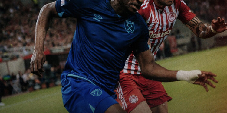 Mohammed Kudus in action as Olympiacos beat West Ham United 2-1 in Europa League