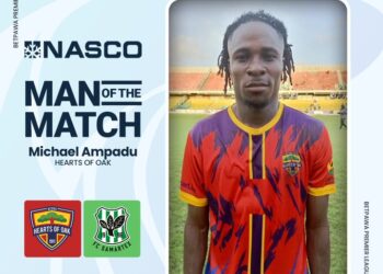 Michael Ampedu wins MVP in Hearts of Oak’s 0-0 draw against Samartex