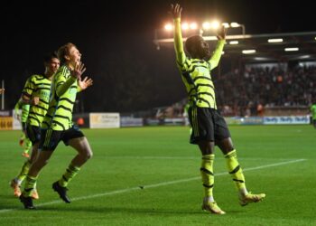 Ghanaian forward Charles Sagoe scores in Arsenal’s UEFA Youth League win over Sevilla